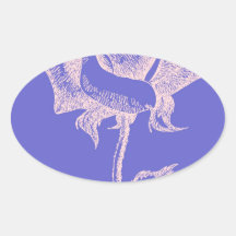 Red Rose on Purple Oval Sticker