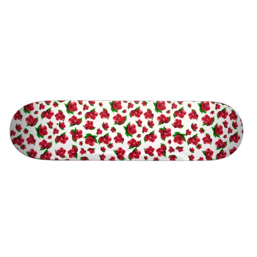 Red Rose Pattern Girly Girls skateboard