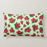 Red Rose Pattern Green Pillow