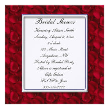 Red Rose Petals Bridal Shower Invitation