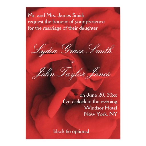Red Rose Petals Elegant Wedding Invitations