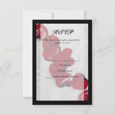 Elegant red black and white wedding invitation set