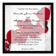 Red Rose Petals in Snow, Winter Wedding Invitation