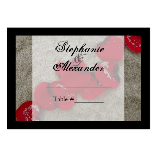 Red Rose Petals on Sand Beach Wedding Business Cards (front side)