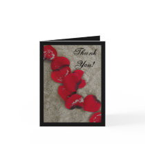 Red Rose Petals on Sand Beach Wedding Greeting Cards
