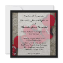 Red Rose Petals on Sand Beach Wedding Personalized Invitation