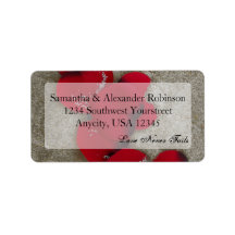 Red Rose Petals on Sand Beach Wedding Personalized Address Label