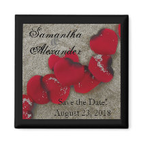 Red Rose Petals on Sand Beach Wedding Refrigerator Magnet