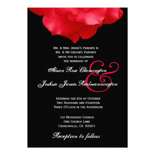 RED Rose Petals Wedding Invitation F204
