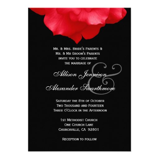 RED Rose Petals Wedding Invitation V02