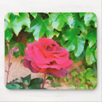 Red Rose Pink Stucco Mousepad by GreenGardenGates Red Rose Pink Stucco Mousepad