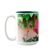 Red Rose Pink Stucco Mug by GreenGardenGates Red Rose Pink Stucco Mug