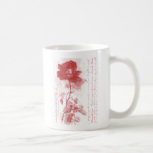 Red Rose Postcard Design Coffee Mugs