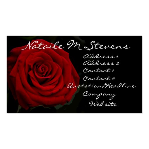Red Rose Profile Card Business Card (front side)