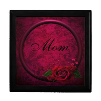 Red Rose & Purple Frame Damask Mom Jewelry Box zazzle_giftbox
