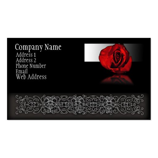 Red Rose Reflection Business Card Templates (front side)