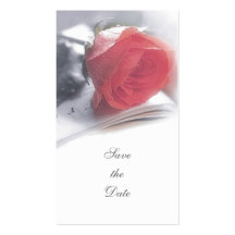 Red Rose Save the Date Announcement Business Cards