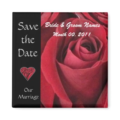 Red Rose Save The Date Magnet