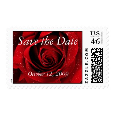 Red Rose Save the Date Postage Stamp