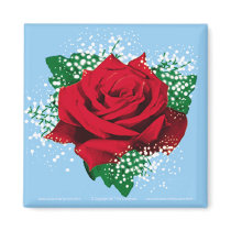 RED ROSE Sq Magnet