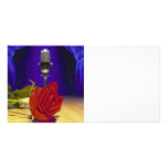 Red Rose, Stage, Retro Mic &amp; Curtains Photo Card Template