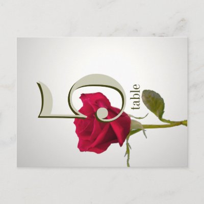 Red Rose Table Number Card Post Cards