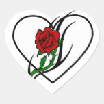 Red Rose Tattoo Heart Stickers