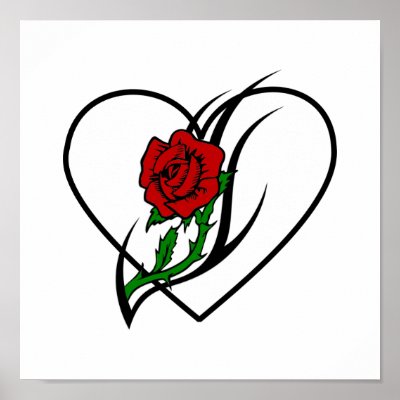Rose Tattoo Ideas on Rose Tattoo Designs Features A Single Red Rose With A White Heart