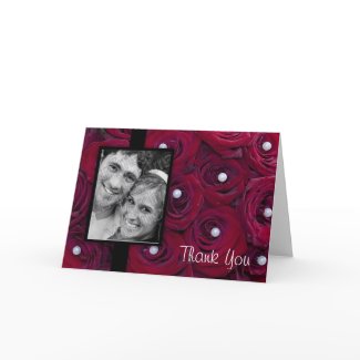 Red rose Thank you card card
