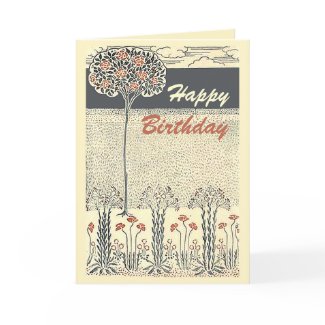 Red Rose Tree with Red Flowers Birthday Card card