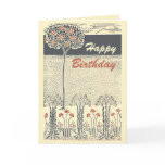 Red Rose Tree with Red Flowers Birthday Card