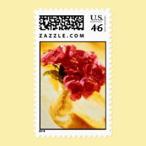 Red Rose Vase Wedding Stamp