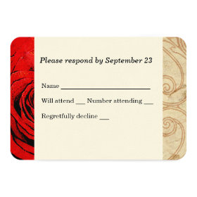 Red Rose Vintage Wedding RSVP 3.5x5 Paper Invitation Card