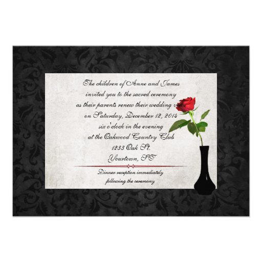 Red Rose Vow Renewal Invite