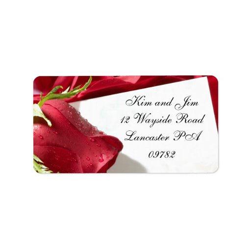 red rose wedding address label Zazzle