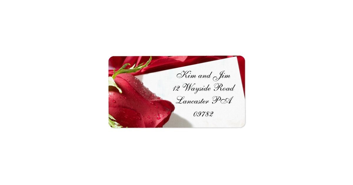red rose wedding address label Zazzle