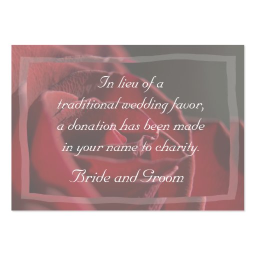 Red Rose Wedding Charity Donation Card Business Card (front side)