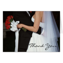 Red Rose Wedding Couple Thank You Note Card