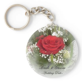 Red Rose Wedding Favor Keychain keychain