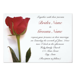 Cheap red rose wedding invitations
