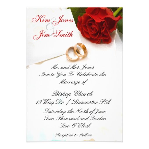red rose wedding invitations (front side)