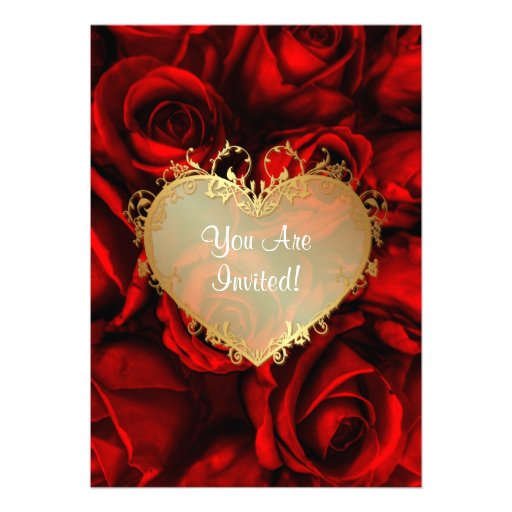 Red Rose Wedding Rehearsal Dinner Custom Invites