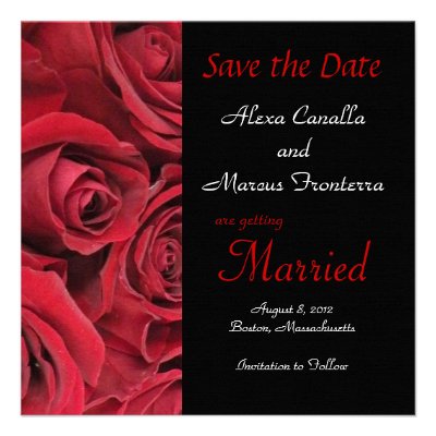 Red Rose Wedding Save the Date Announcement Card