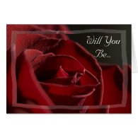 Red Rose Will You Be My Bridesmaid Invitation Card