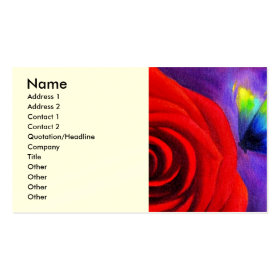 Red Rose With Butterfly Painting Art - Multi Double-Sided Standard Business Cards (Pack Of 100)