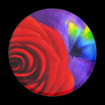 Red Rose With Butterfly Painting Art - Multi magnets