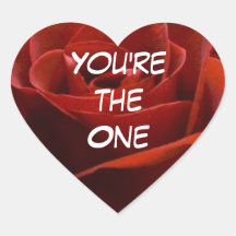 Red Rose You're the One Heart Sticker