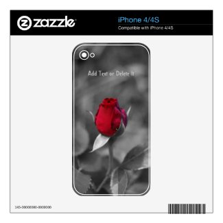 Red Rosebud iPhone 4S Decals