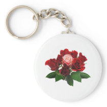 Red Roses and a Pink Rose keychains