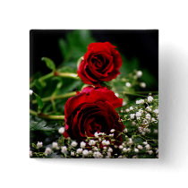 Red Roses and Baby's Breath buttons